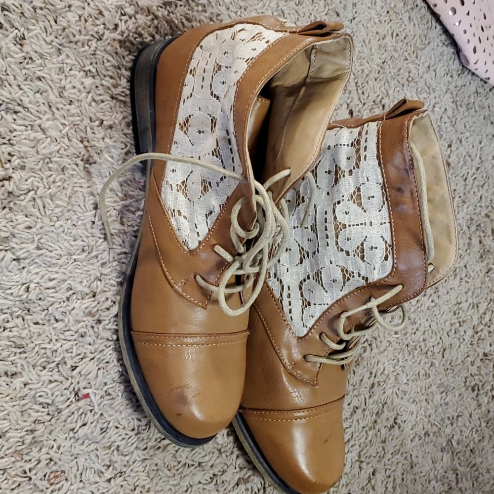 Brown lace boots